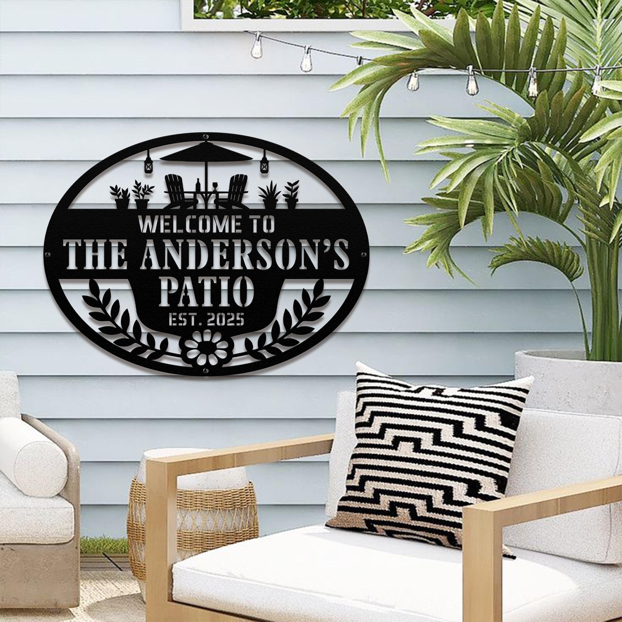 Personalized Metal Patio Sign, Custom Metal Backyard Sign, Outdoor ...