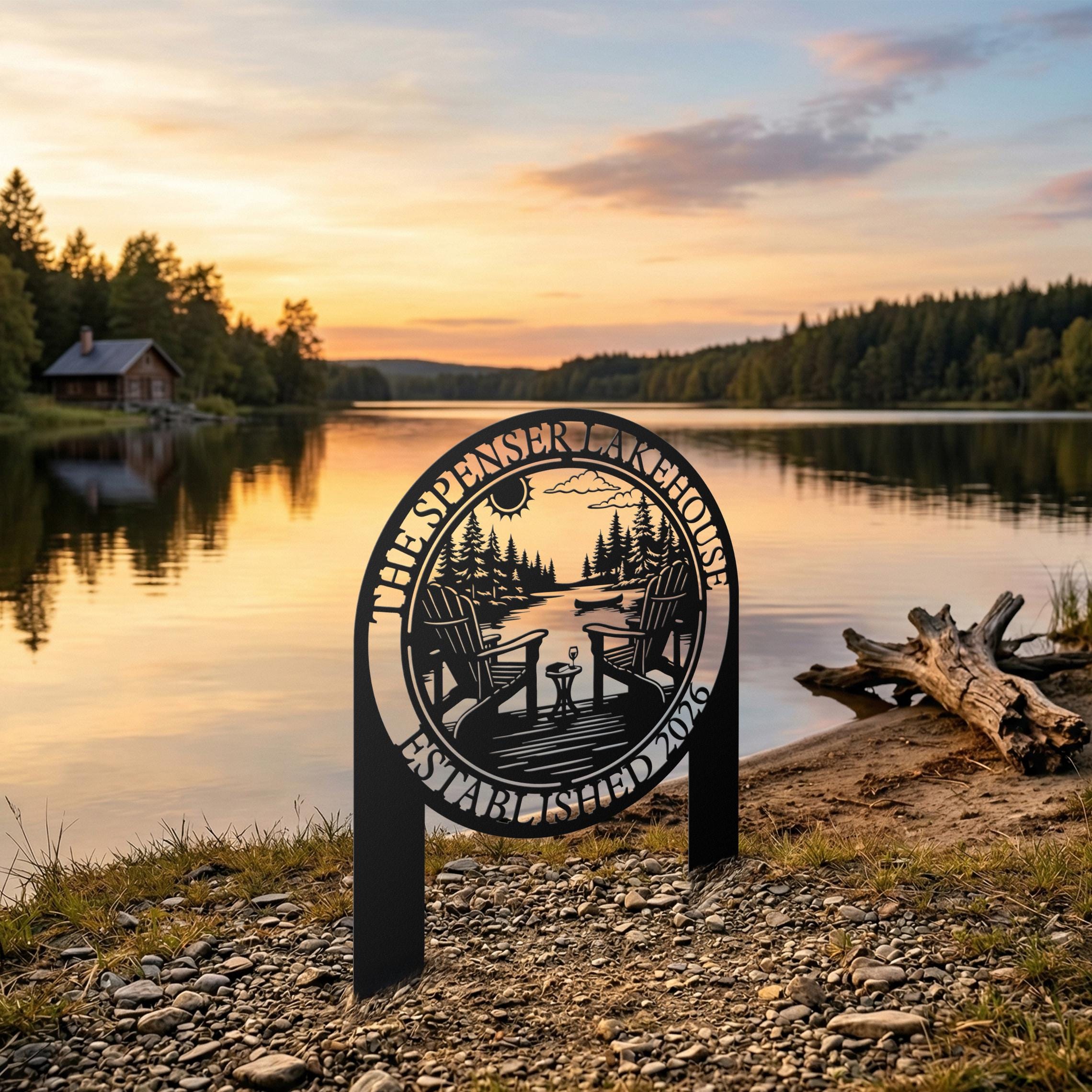 Personalized Lake House Metal Sign, Custom Family Name Lake Sign ...