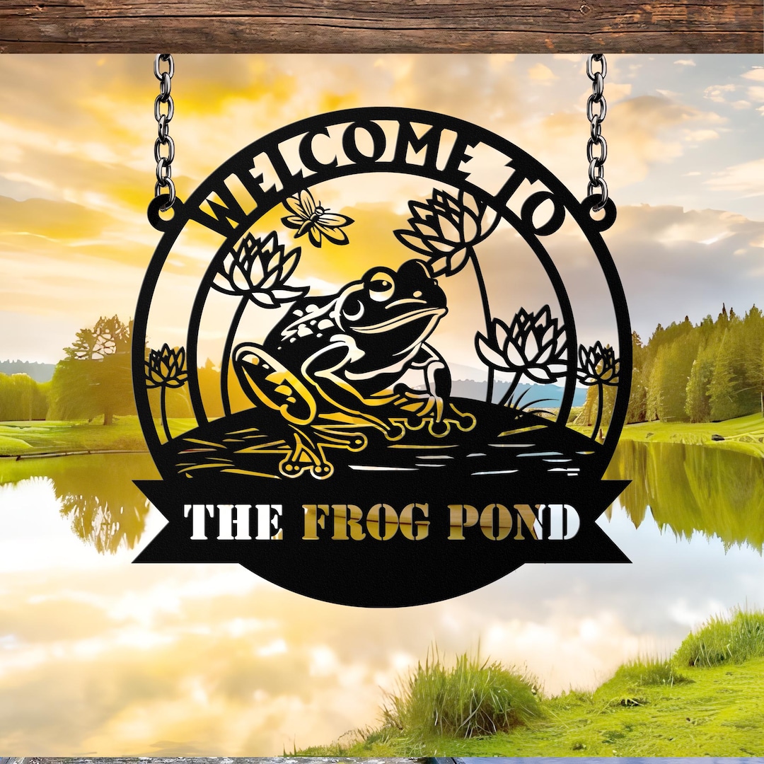 Custom Frog Metal Sign Wall Art, Personalized Frog Decor, Pond Decor ...