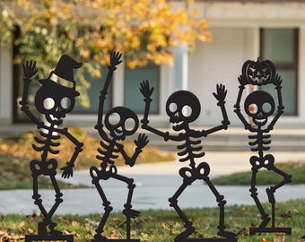 Metal Halloween Yard Stakes, Outdoor Skeleton Halloween Decor, Halloween Outdoor Sign, Halloween Garden Signs, Halloween Sign Skeleton Decor