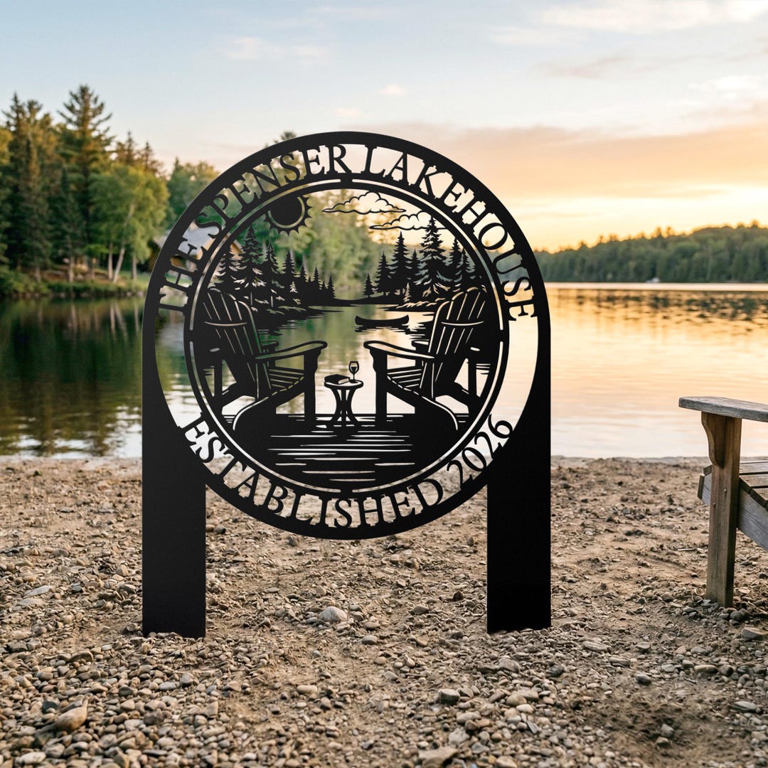 Personalized Lake House Metal Sign, Custom Family Name Lake Sign ...