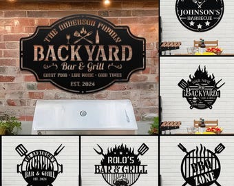 Arte mural metálico personalizado para barbacoa, letrero LED para parrilla, letrero personalizado para barbacoa, letrero para patio, decoración exterior para bar y parrilla.