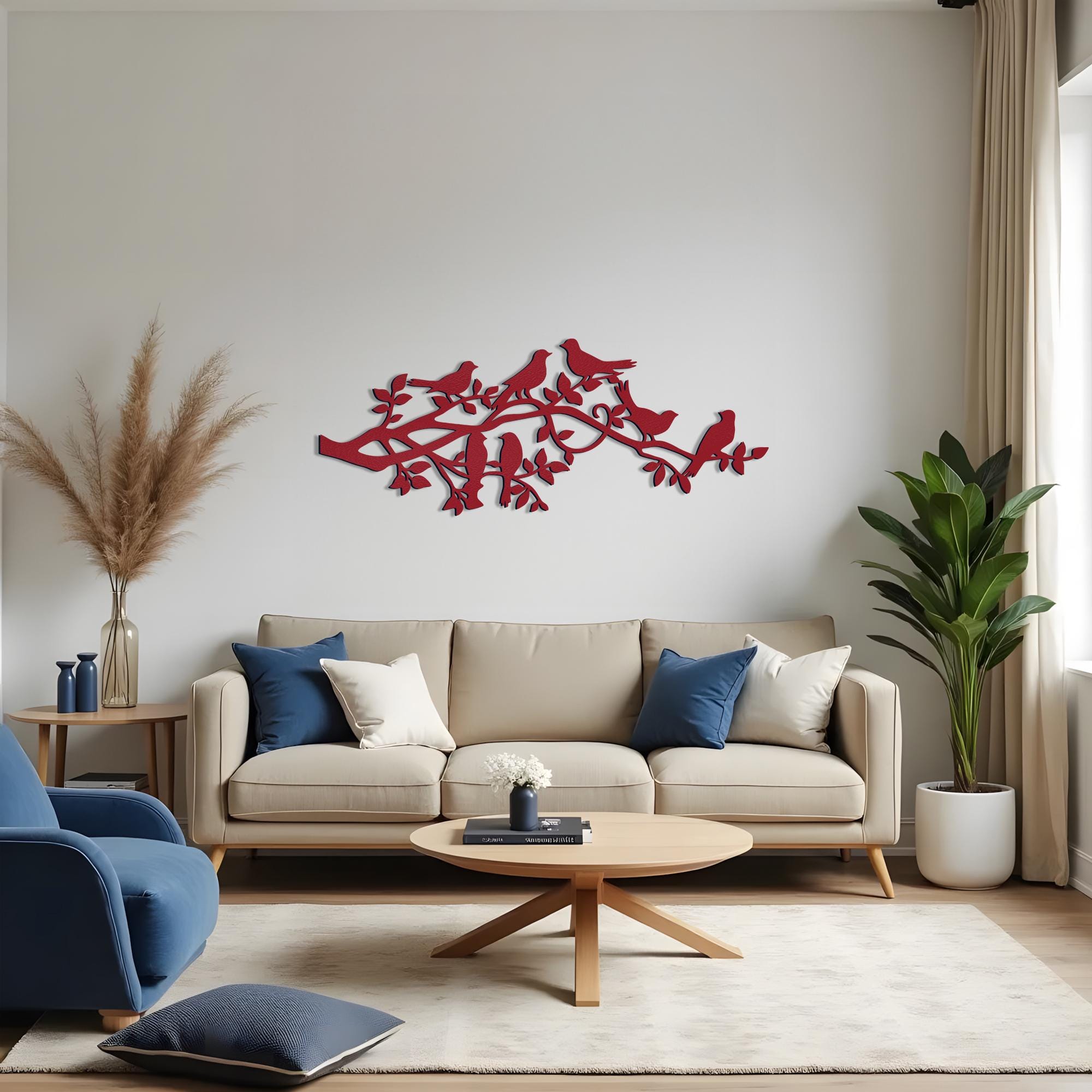 Birds on Branch Metal Wall Art, Rustic Bird Wall Decor, Nature Inspired ...
