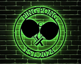 Custom Ping Pong Metal Sign Wall Art with Led Lights, Personalized Table Tennis, Paddle Sign, Sport Lover Gift, Game Room, Chirstmas Decor