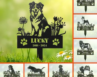 Custom Dog Memorial Stake, Dog Grave Marker, Dog Loss Metal Stake, Personalized Dog Garden Sign, Dog Loss Gift, Garden Decor Metal Sign