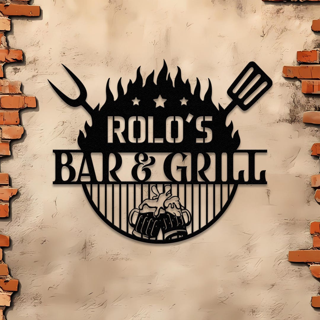 Custom Beer Bar and Grill Metal Wall Art LED Light Personalized ...