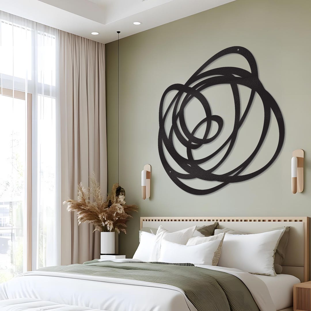 Abstract Metal Wall Art, Modern Geometric Circle Design, Minimalist ...