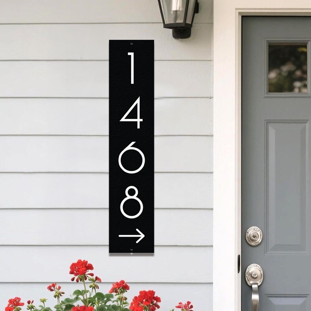 Arrow Address Metal Sign, Custom Address Plaque, Modern Outdoor ...