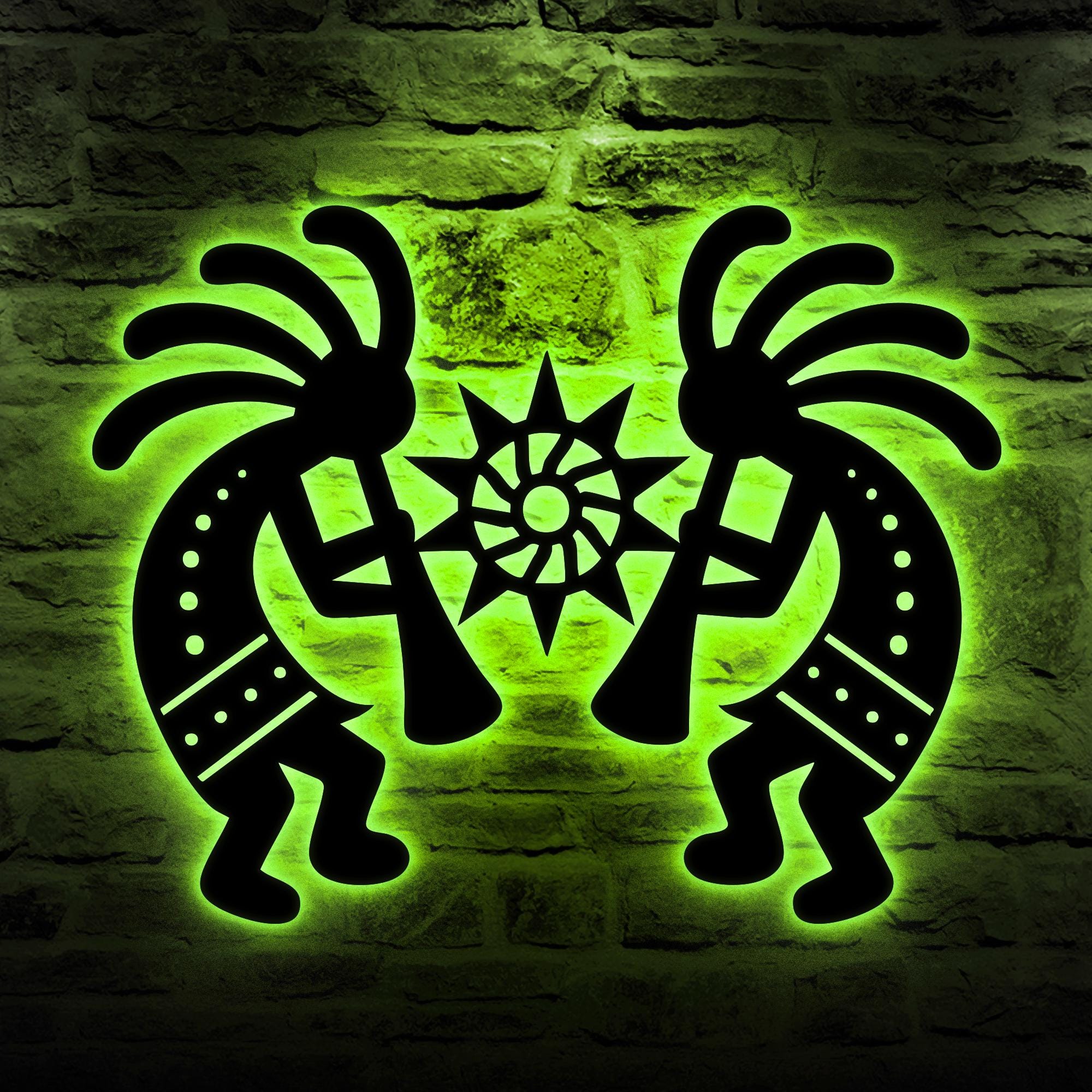 Couple Kokopelli LED Metal Wall Art, Southwestern Sun Decor