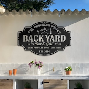 Personalisiertes LED-Licht-Hinterhof-Schild Benutzerdefiniertes Bar & Grill-Schild Metallschild Barschilder Wohnkultur, benutzerdefinierte BBQ-Schilder, Außenküchen-Metallschilder
