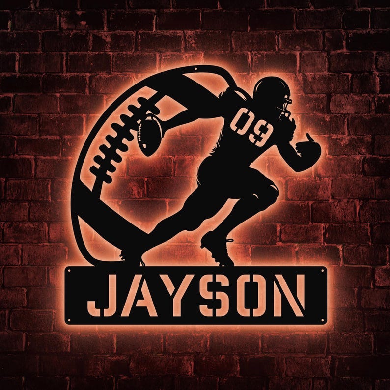 Sign Jayson Football Player Metal Wall Art – Custom Name Sign, Personalized Sports ...