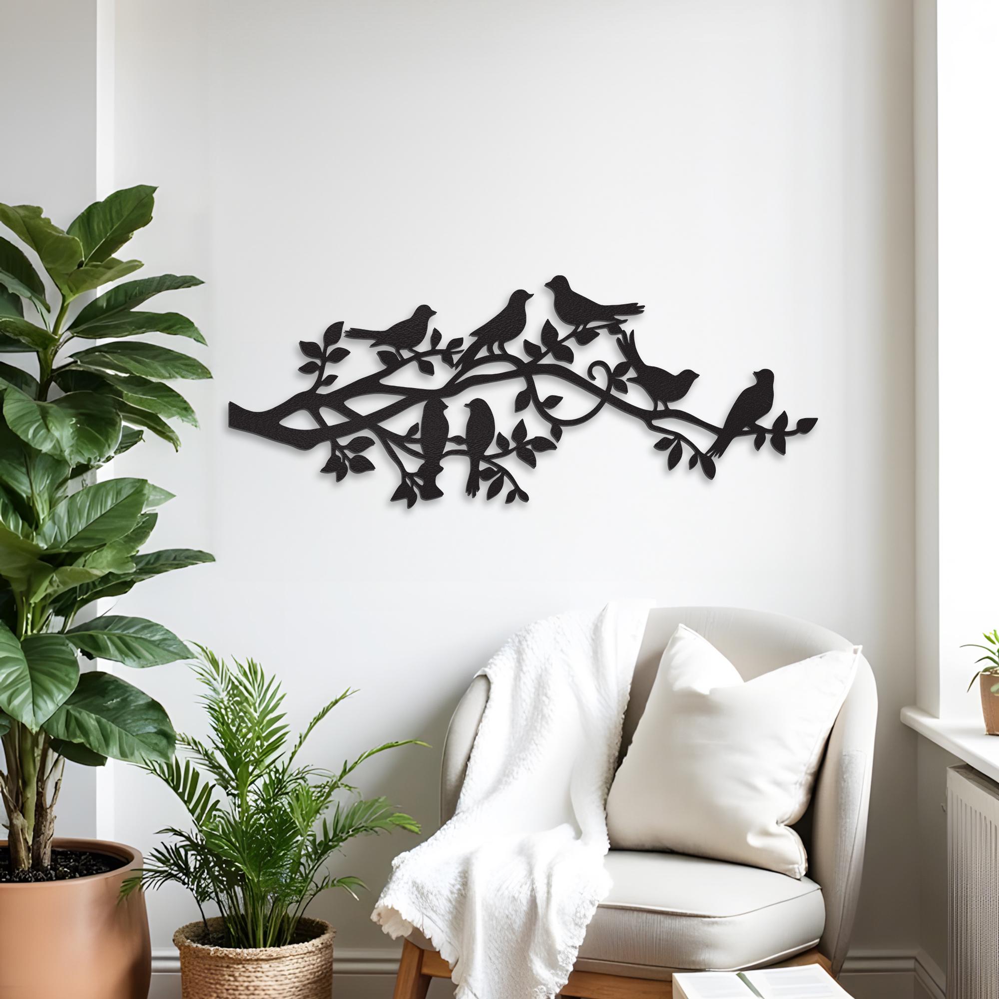 Birds on Branch Metal Wall Art, Rustic Bird Wall Decor, Nature Inspired ...