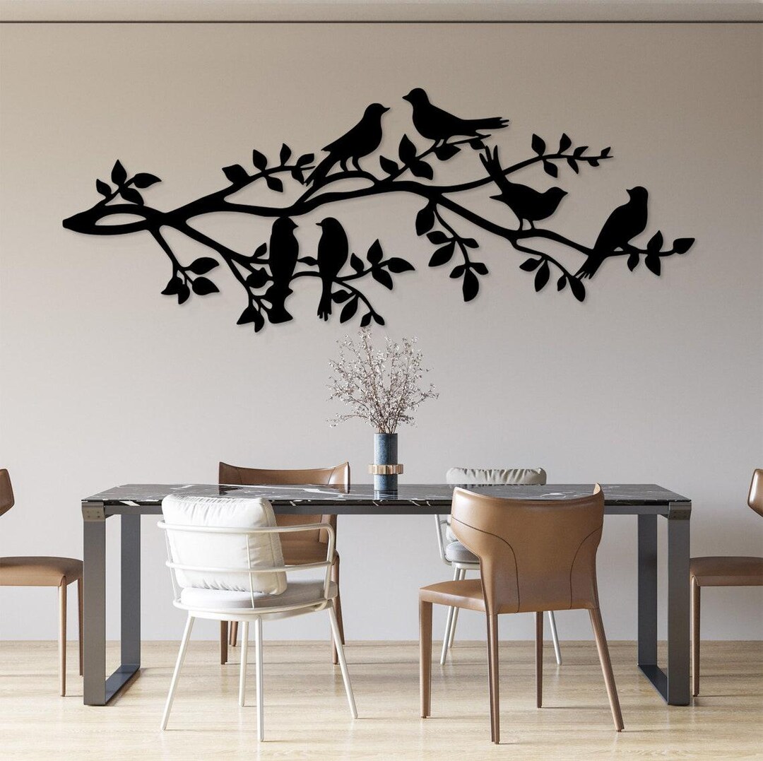 Birds on Branch Metal Wall Art, Rustic Bird Wall Decor, Nature Inspired ...