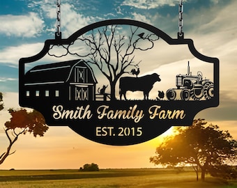 Personalized Farm Sign, Metal Farm Sign, Custom metal farm name sign, Metal Barn Sign, Ranch metal sign, Farmer Gift, Christmas farm sign