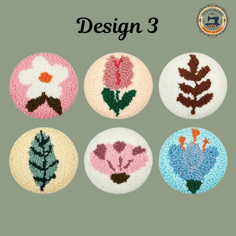DIY Punch Needle Coaster Kit 6PCS, Beginner Punch Needle Set, Tufting ...