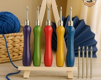 Adjustable Punch Needle Tool Set, Sizes 2mm 3mm 5mm Needles with Long Threader, Colorful Punch Needles, Embroidery Punch Needle