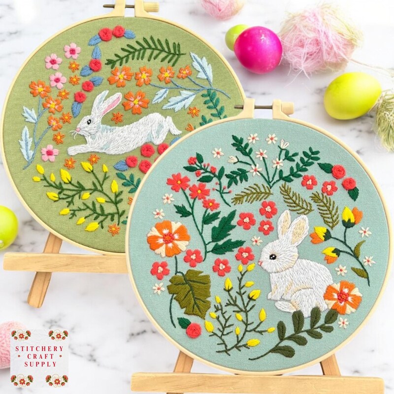 bunny embroidery kit main image 1