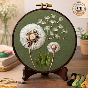 Dandelion Embroidery Kit: Modern Botanical DIY Needlepoint Craft