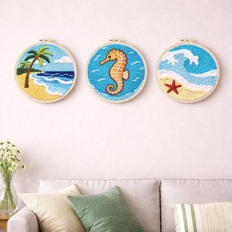 Beach Punch Needle Kit for Beginners: Tropical Ocean Designs, Coastal ...