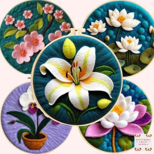 Floral Needle Felting Painting Kit, Wool Felting, Needlepoint Kit DIY Craft Kit Modern Flower Pattern Felting Painting Wool Roving