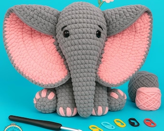 Crochet Animal Kit: Elephant Amigurumi, Crochet Starter Set
