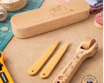 ブナ材製シームローラーとテーラークラッパーセット - 裁縫とキルティングの道具