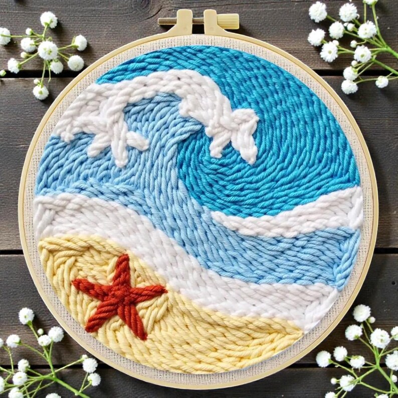 Beach Punch Needle Kit for Beginners: Tropical Ocean Designs, Coastal ...