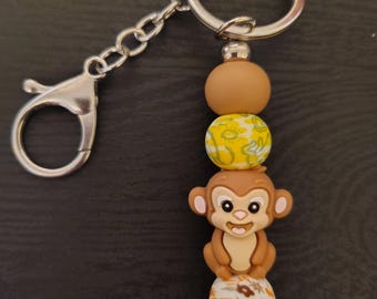 Beaded Monkey Keychain, Animal Lover Gift