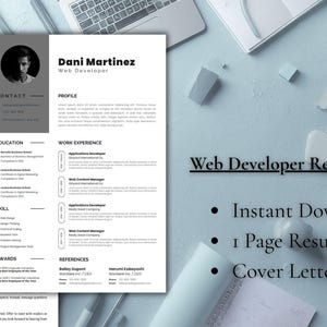 Web Developer Resume | Professional CV Template | Editable Canva CV (Instant Download)
