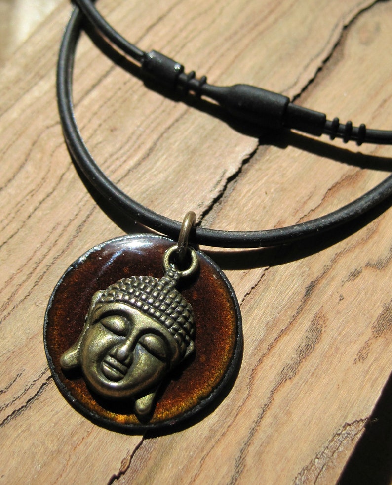 Buddha Jewelry, Buddha Necklace, Buddha Pendant, Copper Enamel Necklace