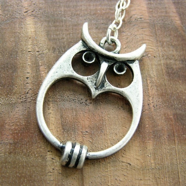 Owl...Antiqued Silver pendant on sterling silver chain