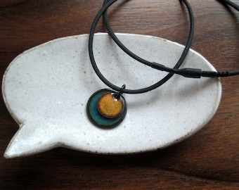 Orange and Blue Necklace,  Handmade Copper Enamel Jewelry, Is this what you were thinking