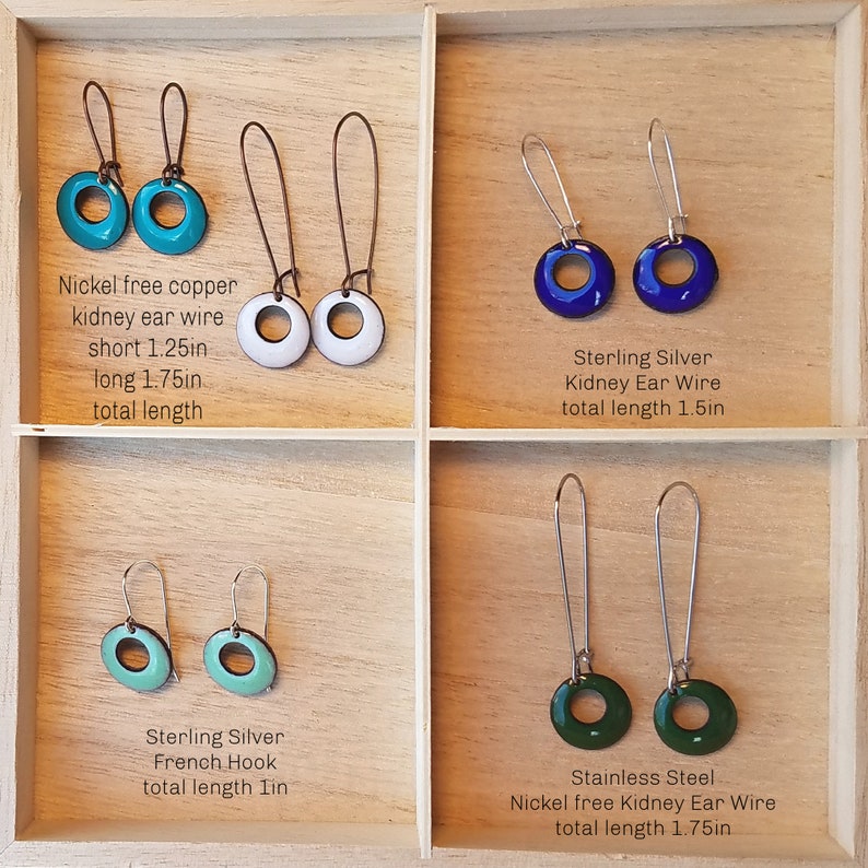 Everyday Earrings, Enamel Jewelry, Drop Earring, Dangle Earring, Enamel Earring, Nickel Free Ear wire, Everyday earring, Dangle and Drop image 2