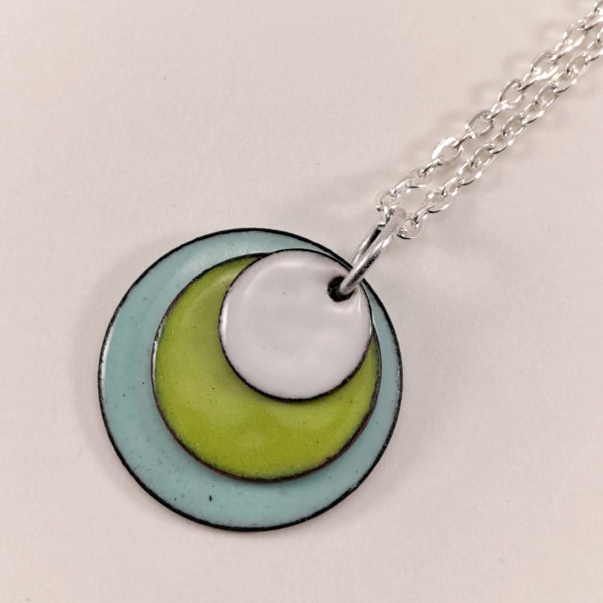 Enamel Jewelry Triple Disc Necklace 