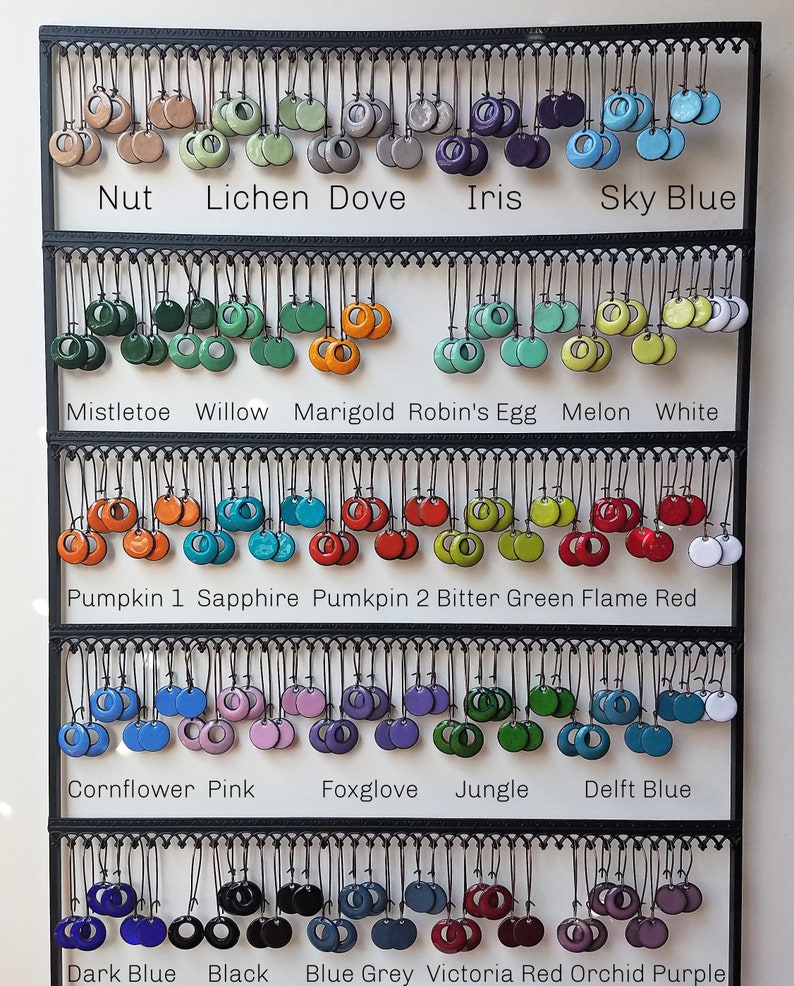 Blue Dangle Earrings, Copper Enamel Jewelry, Nickel Free Kidney Earwires, Delft Blue, Handmade Earrings image 2