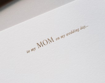 Gold Foil "To My Mom" Letter Stationery | Wedding Letter | Wedding Day Of Letter | Luxury Wedding Stationery | Handmade Wedding Letter