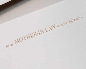 Gold Foil "To My Mother-In-Law" Stationery | Wedding Letter | Wedding Day Letter | Luxury Wedding Stationery | Handmade Wedding Letter