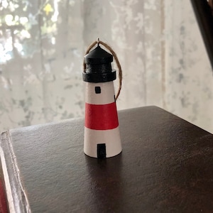 Nantucket Sankaty Light Hand Painted Lighthouse Figure or Ornament Nautical Decor Beach House Gift Vacation Keepsake Handmade