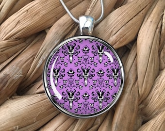 Haunted Mansion Wallpaper Design Inspired Pendant Necklace