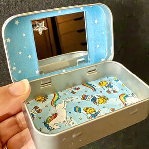 Rainbow Brite Themed Storage Tin Wallet | Purse Organizer | Nostalgia 80s Kids | Travel Case | Box | Gift Sewing Make Up Note Tea Bags