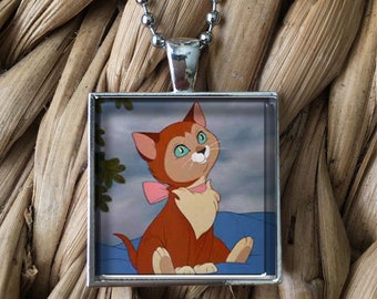 Dinah the Cat Rare Alice in Wonderland Character Glass Pendant Necklace