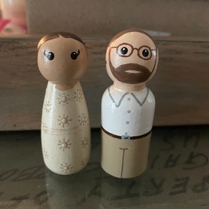 Custom Bride and Groom Peg Doll Set Wedding Cake Topper Pretend Play ...