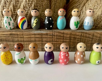 Baby Peg Doll | Little Toys or Decor | Gender Reveal | Custom Options | Dollhouse People | Infant Pregnancy Announcement