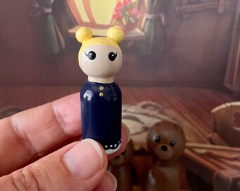 Goldilocks and the Three Bears Hand-painted Peg Doll Set * Story