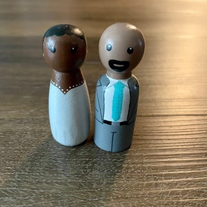 Bride and Groom Peg Doll Set Wedding Cake Topper Pretend Play Bridal ...