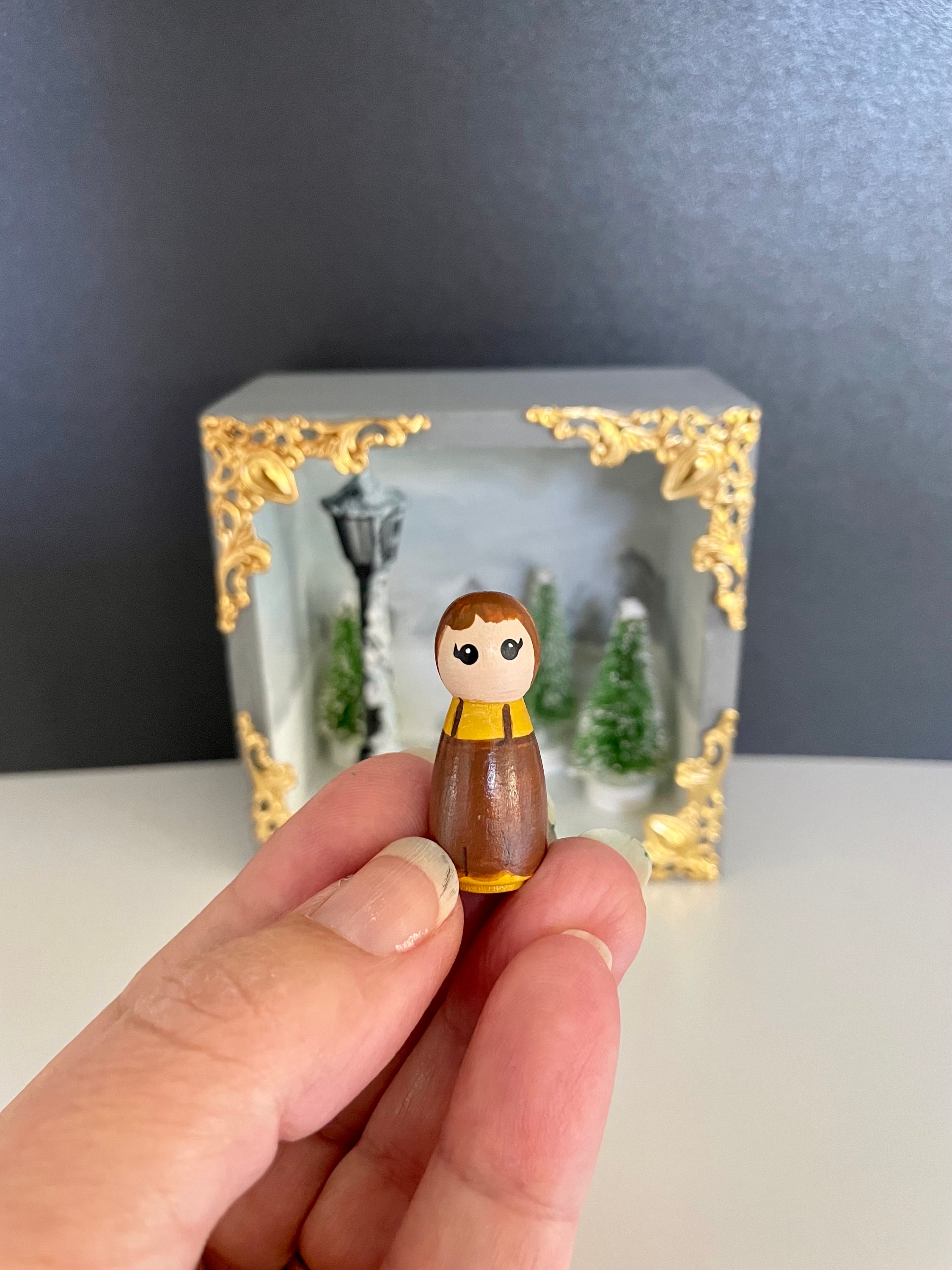 Lucy at the Lamppost Narnia Miniature Scene 3D Original Art * Book