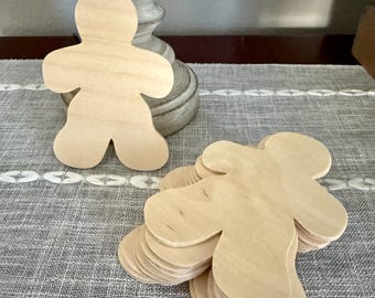 Gingerbread Man Wood Blanks Christmas Craft Shapes Set of 10 Ready to Paint Kids Activity School Ornaments Holiday Party Idea Decoration
