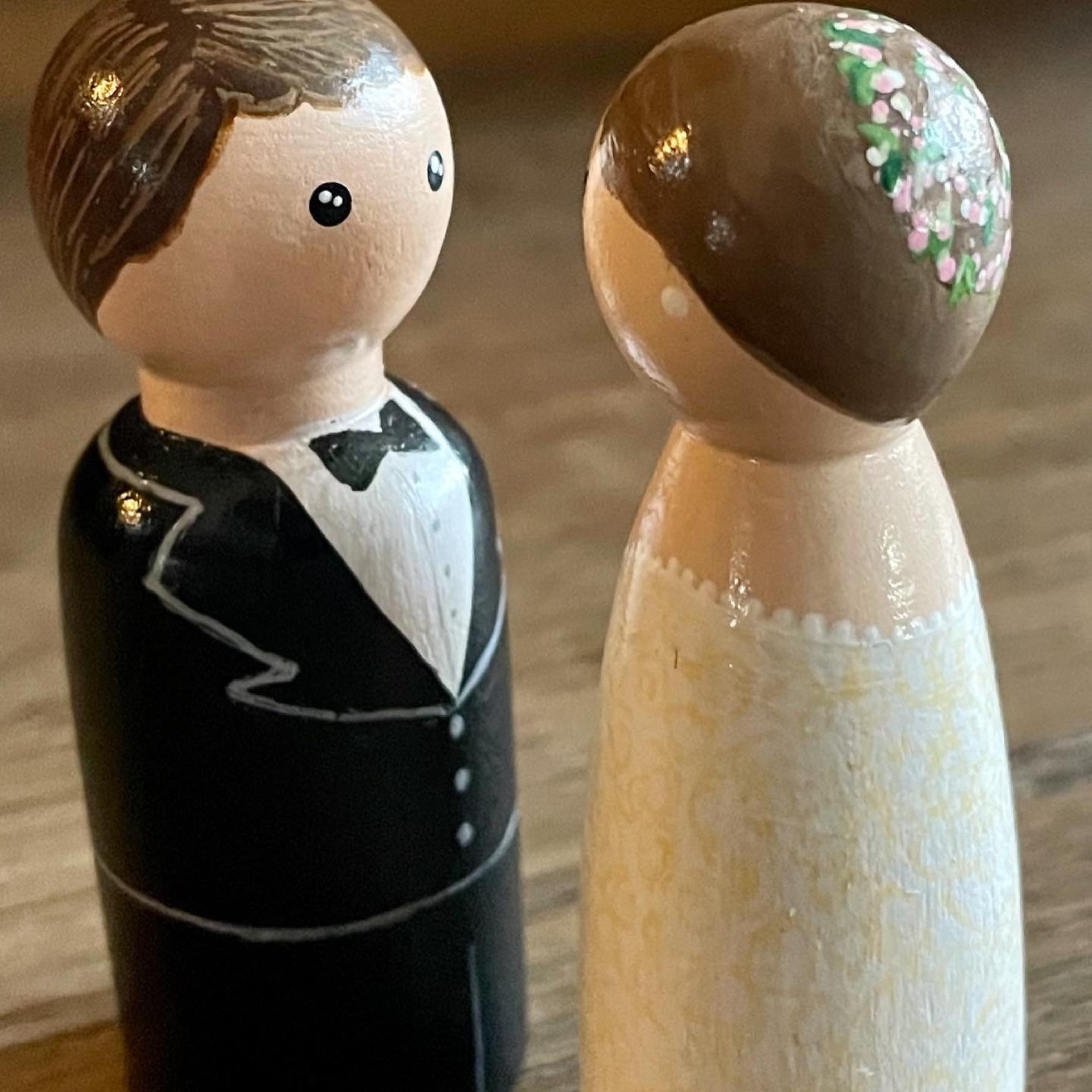 Bride and Groom Peg Doll Set Wedding Cake Topper Dollhouse | Etsy