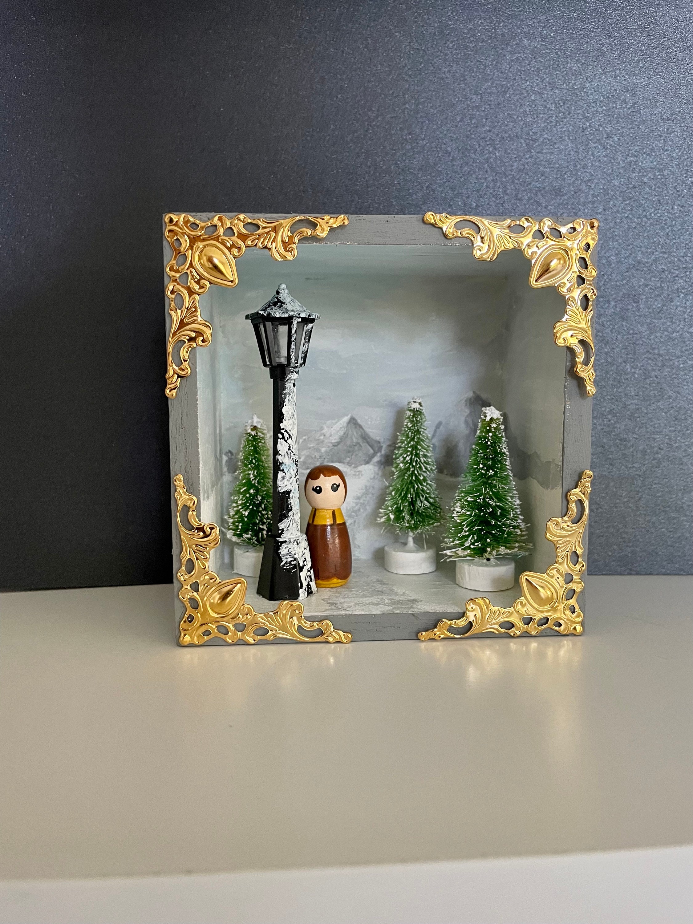 Lucy at the Lamppost Narnia Miniature Scene 3D Original Art * Book