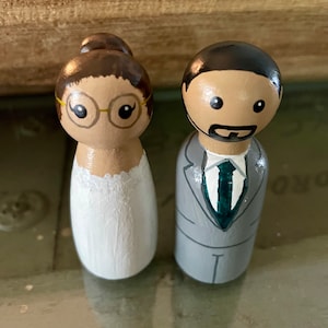 Custom Bride and Groom Peg Doll Set Wedding Cake Topper Pretend Play ...